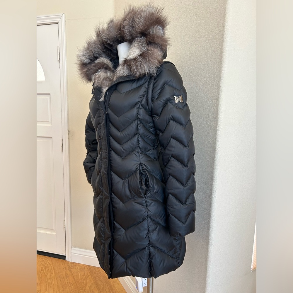 Dawn Levy Naomi Down & Fur Trim Black Coat Vest X Small Parka Quilted Jacket - Picture 3 of 5